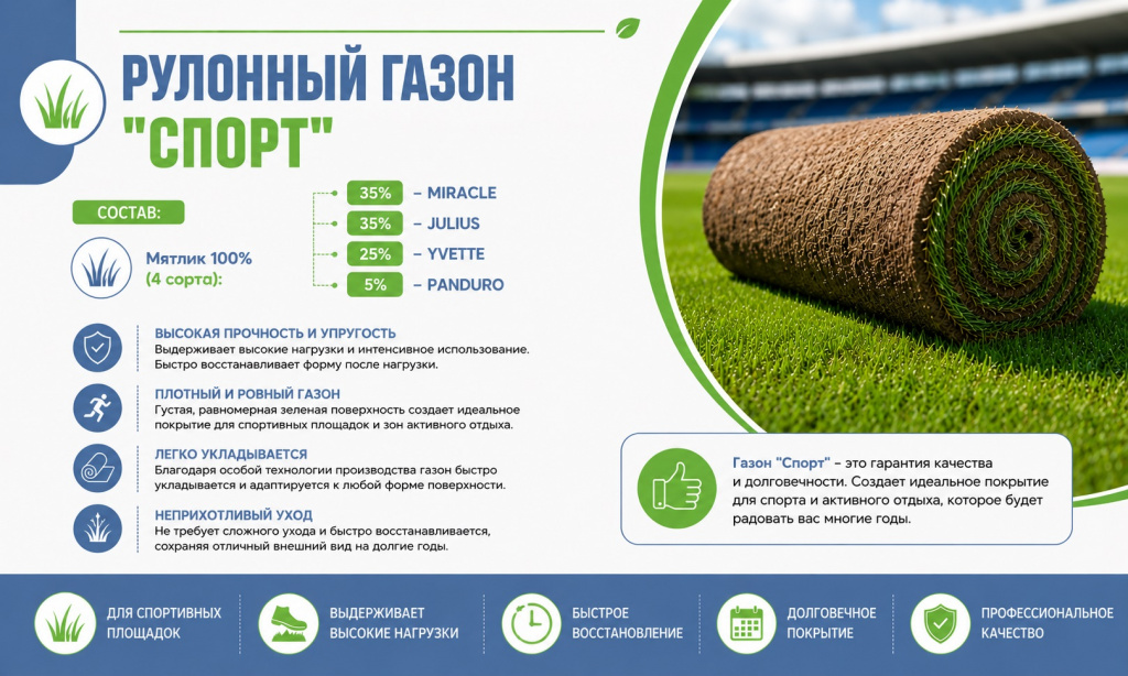 Рулонный газон Спорт